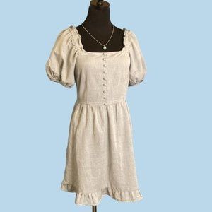 Who What Wear Puffed Sleeve Maiden's Dress, Soft Denim Blue with Pockets
